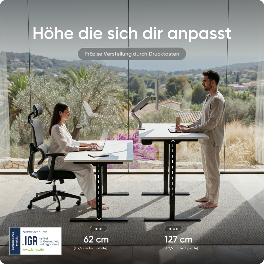 Elektrisch höhenverstellbarer DESKSPACE Pro Plus ergonomischer Stehschreibtisch