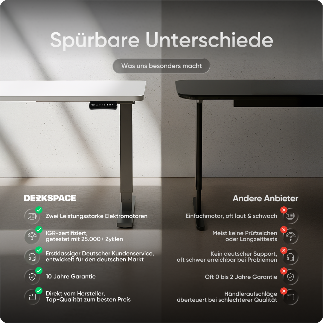 Elektrisch höhenverstellbarer DESKSPACE Pro Plus ergonomischer Stehschreibtisch
