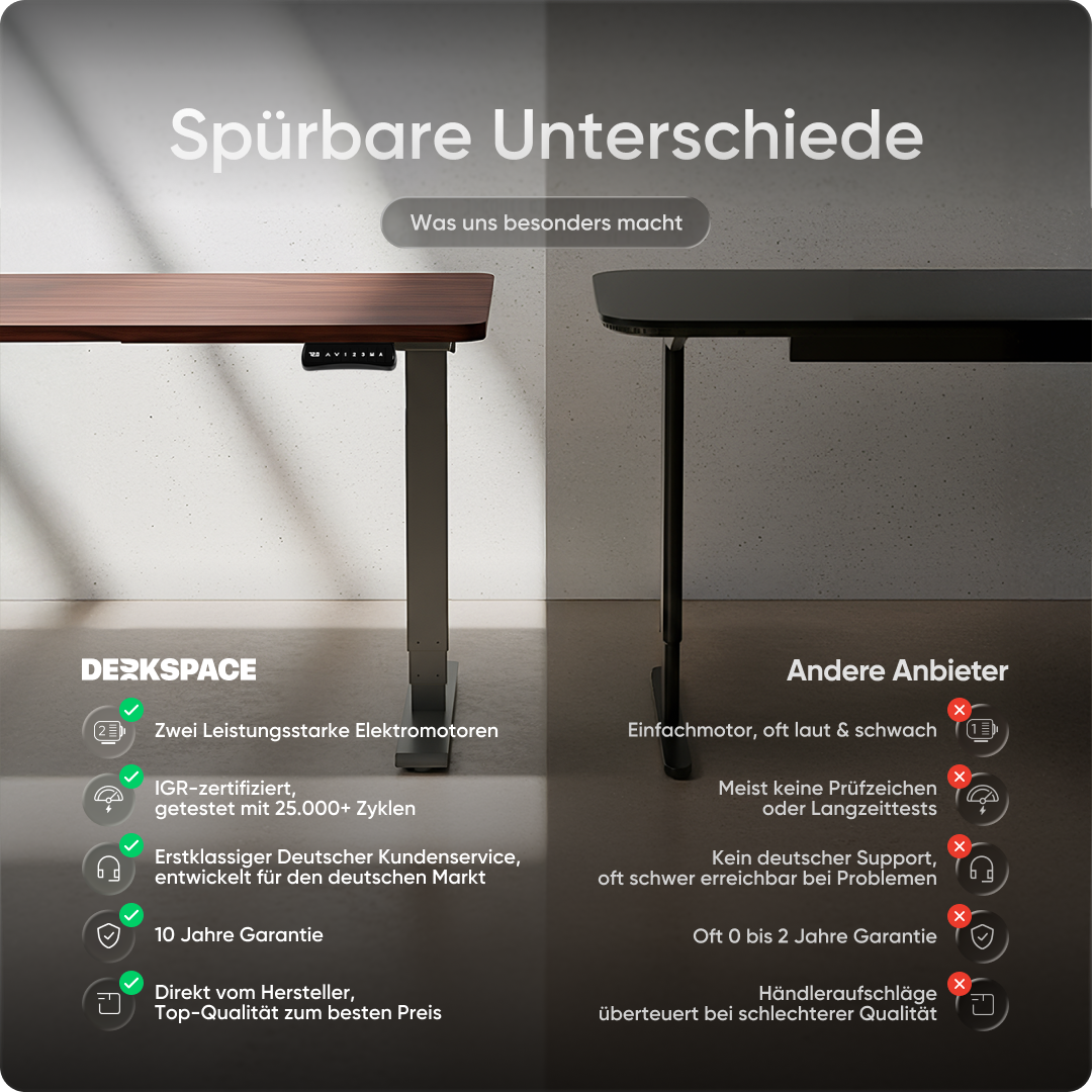 Elektrisch höhenverstellbarer DESKSPACE Pro Plus ergonomischer Stehschreibtisch