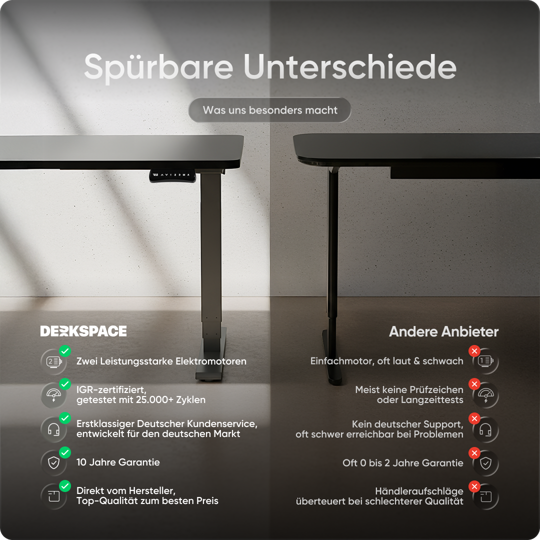 Elektrisch höhenverstellbarer DESKSPACE Pro Plus ergonomischer Stehschreibtisch