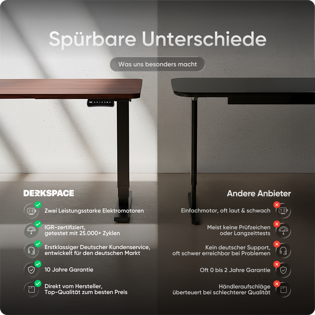 Elektrisch höhenverstellbarer DESKSPACE Pro Plus ergonomischer Stehschreibtisch