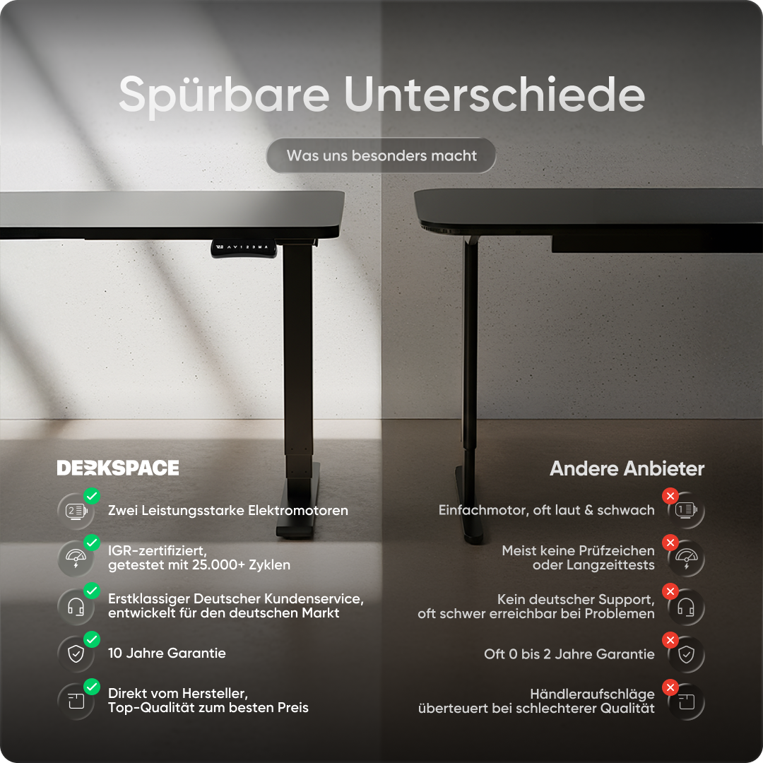 Elektrisch höhenverstellbarer DESKSPACE Pro Plus ergonomischer Stehschreibtisch