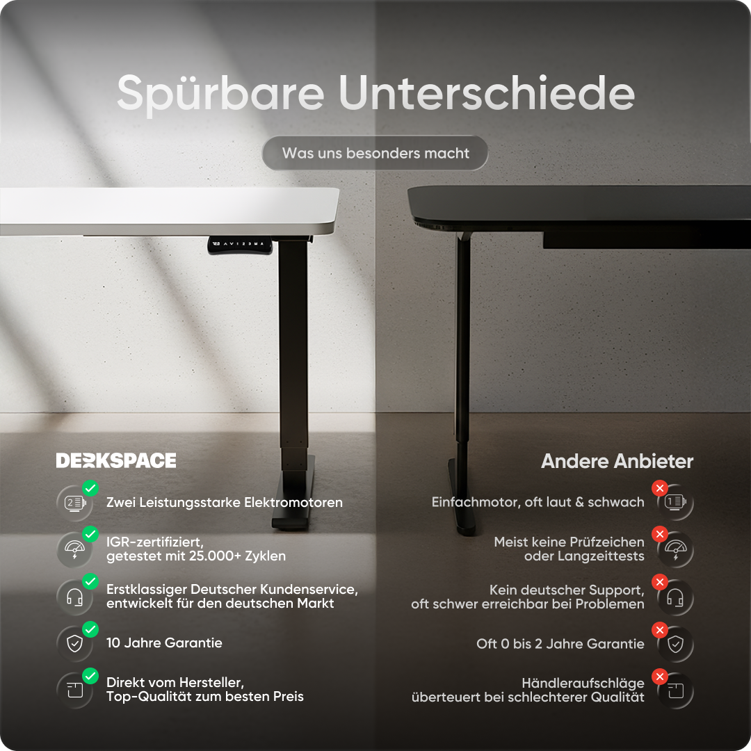 Elektrisch höhenverstellbarer DESKSPACE Pro Plus ergonomischer Stehschreibtisch