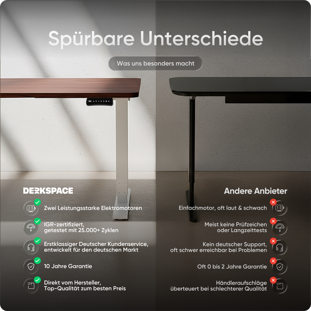 Elektrisch höhenverstellbarer DESKSPACE Pro Plus ergonomischer Stehschreibtisch