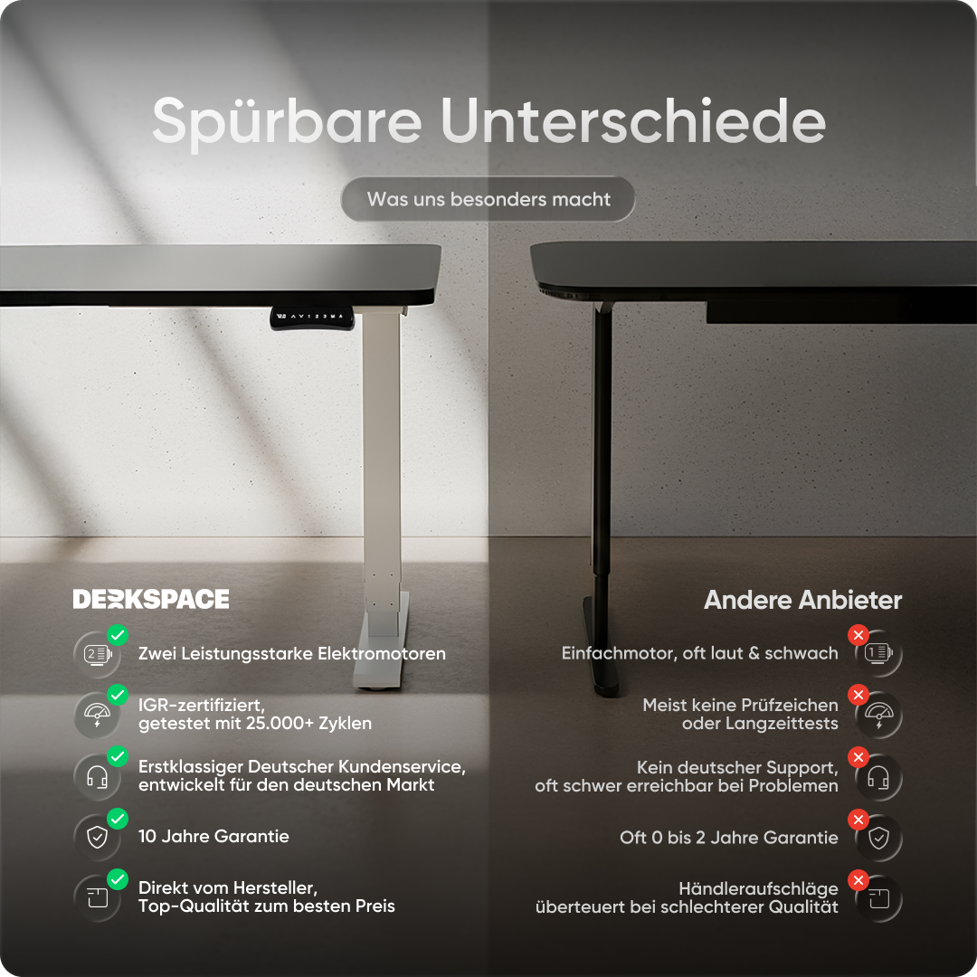 Elektrisch höhenverstellbarer DESKSPACE Pro Plus ergonomischer Stehschreibtisch