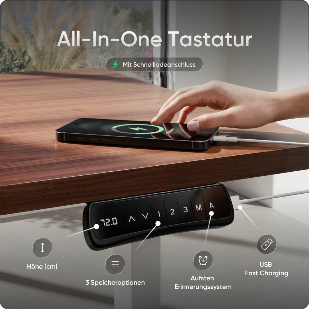 Elektrisch höhenverstellbarer DESKSPACE Pro Plus ergonomischer Stehschreibtisch