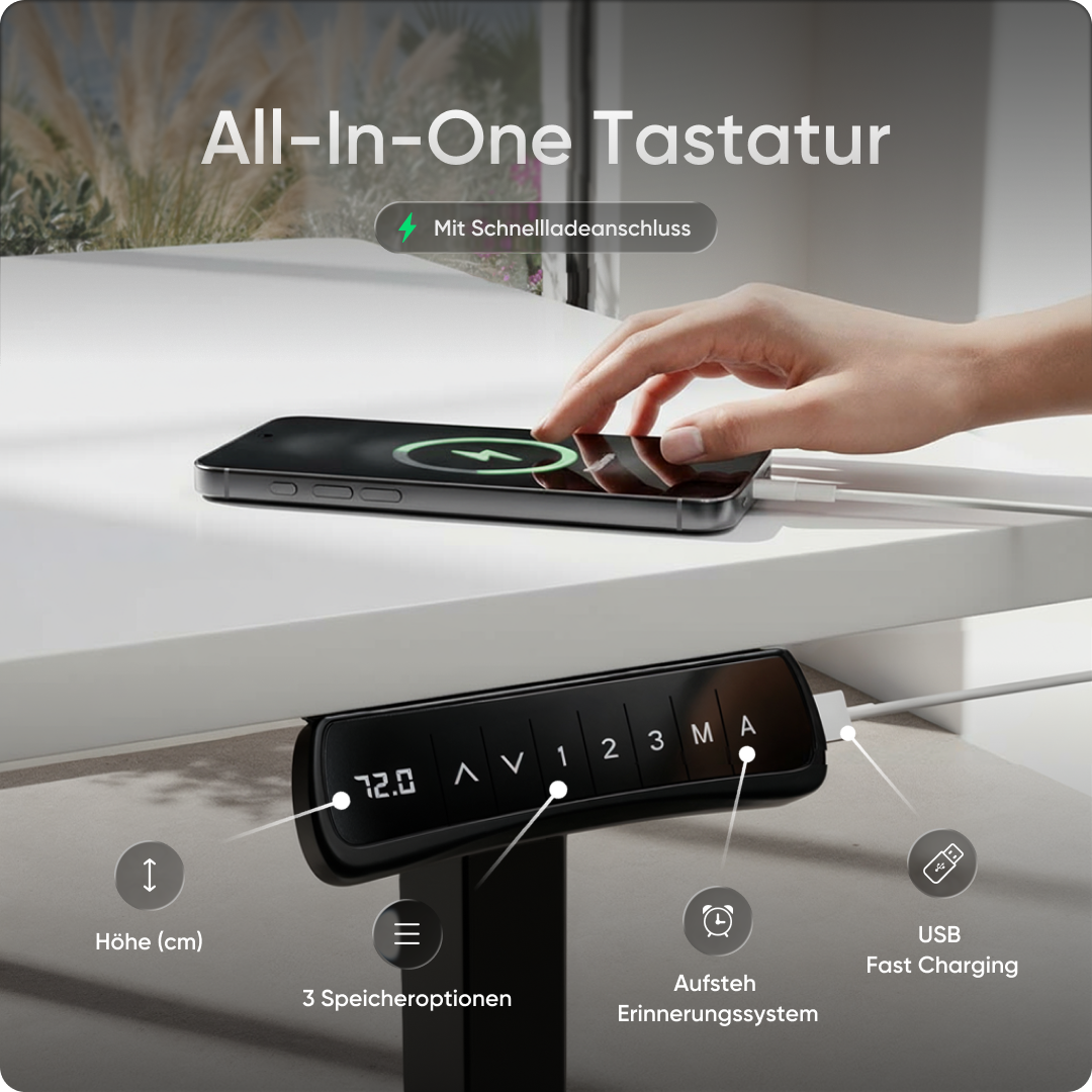 Elektrisch höhenverstellbarer DESKSPACE Pro Plus ergonomischer Stehschreibtisch