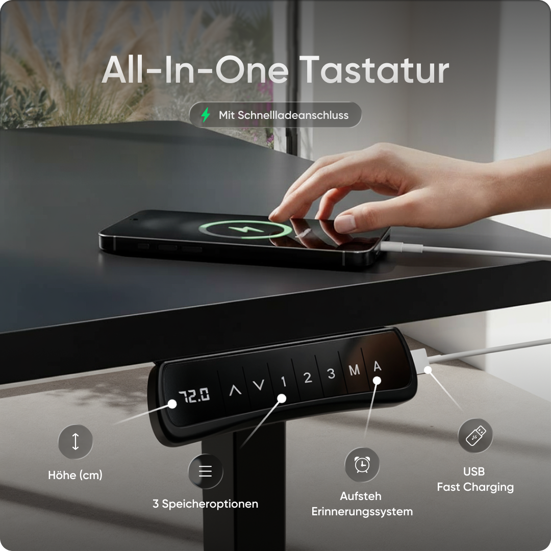 Elektrisch höhenverstellbarer DESKSPACE Pro Plus ergonomischer Stehschreibtisch