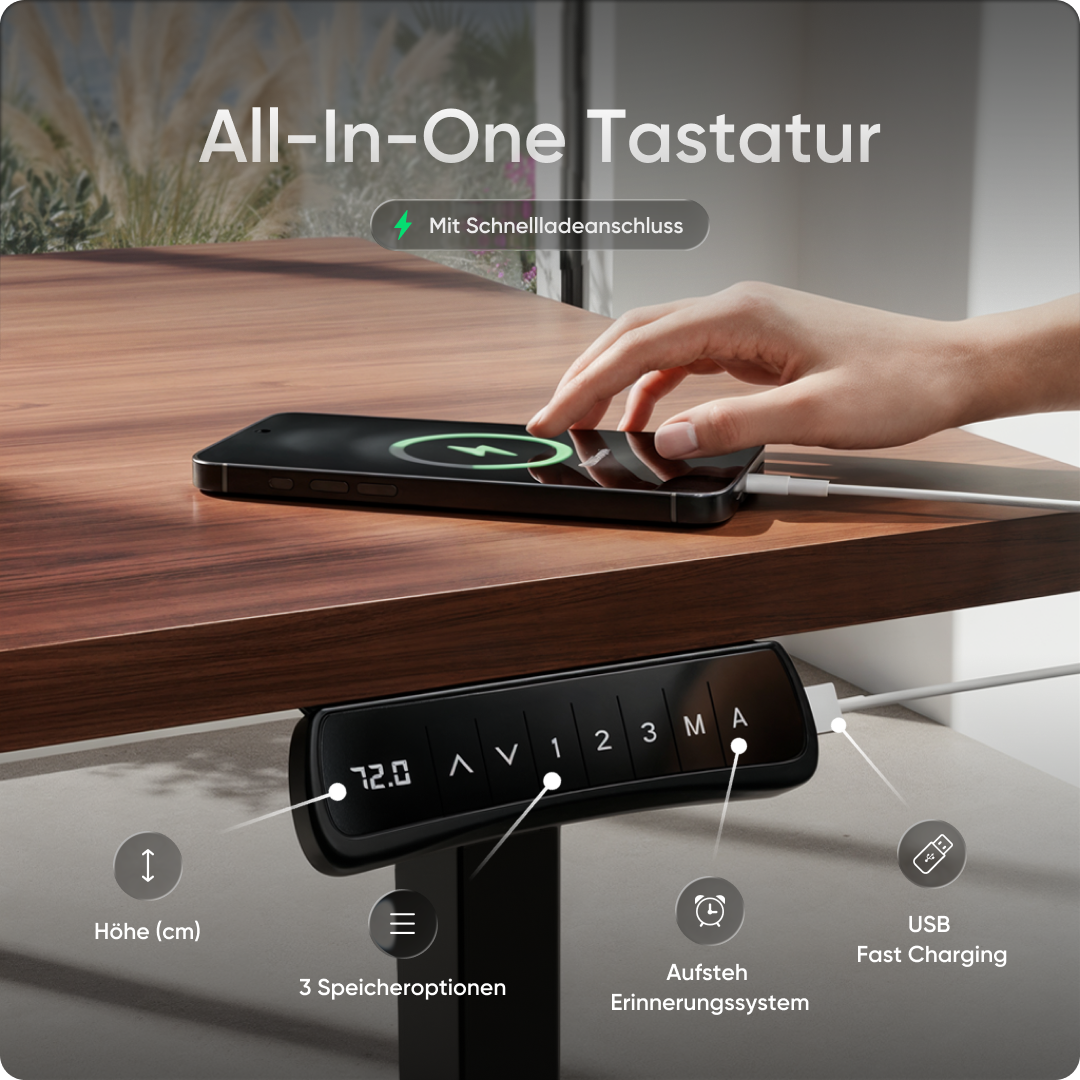 Elektrisch höhenverstellbarer DESKSPACE Pro Plus ergonomischer Stehschreibtisch