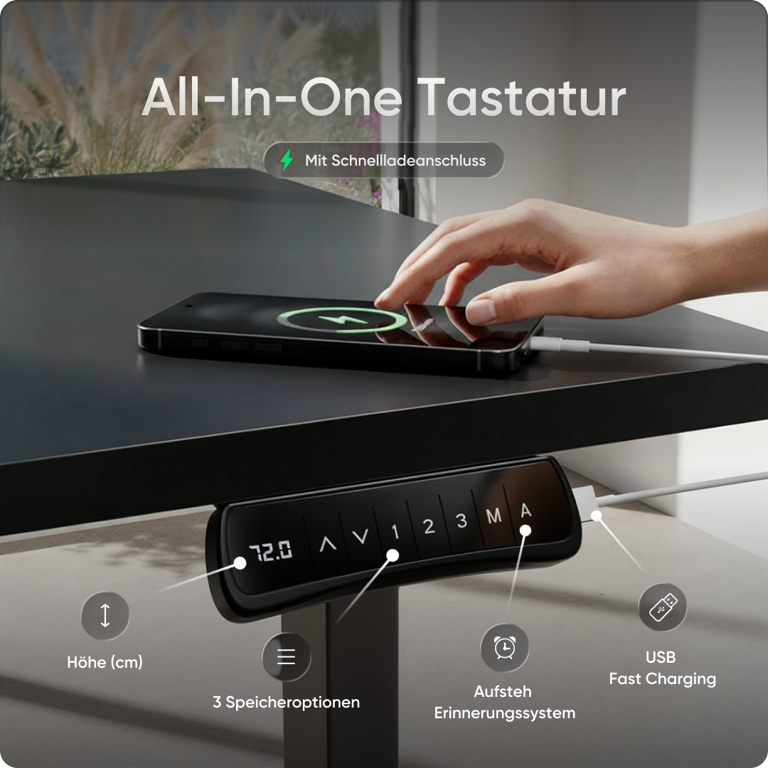 Elektrisch höhenverstellbarer DESKSPACE Pro Plus ergonomischer Stehschreibtisch