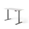 Elektrisch höhenverstellbarer Schreibtisch DESKSPACE PRO mit Grauem Gestell und Schwarzer Tischplatte 140 × 70 cm in der Frontalansicht freigestellt vor weißem Hintergrund