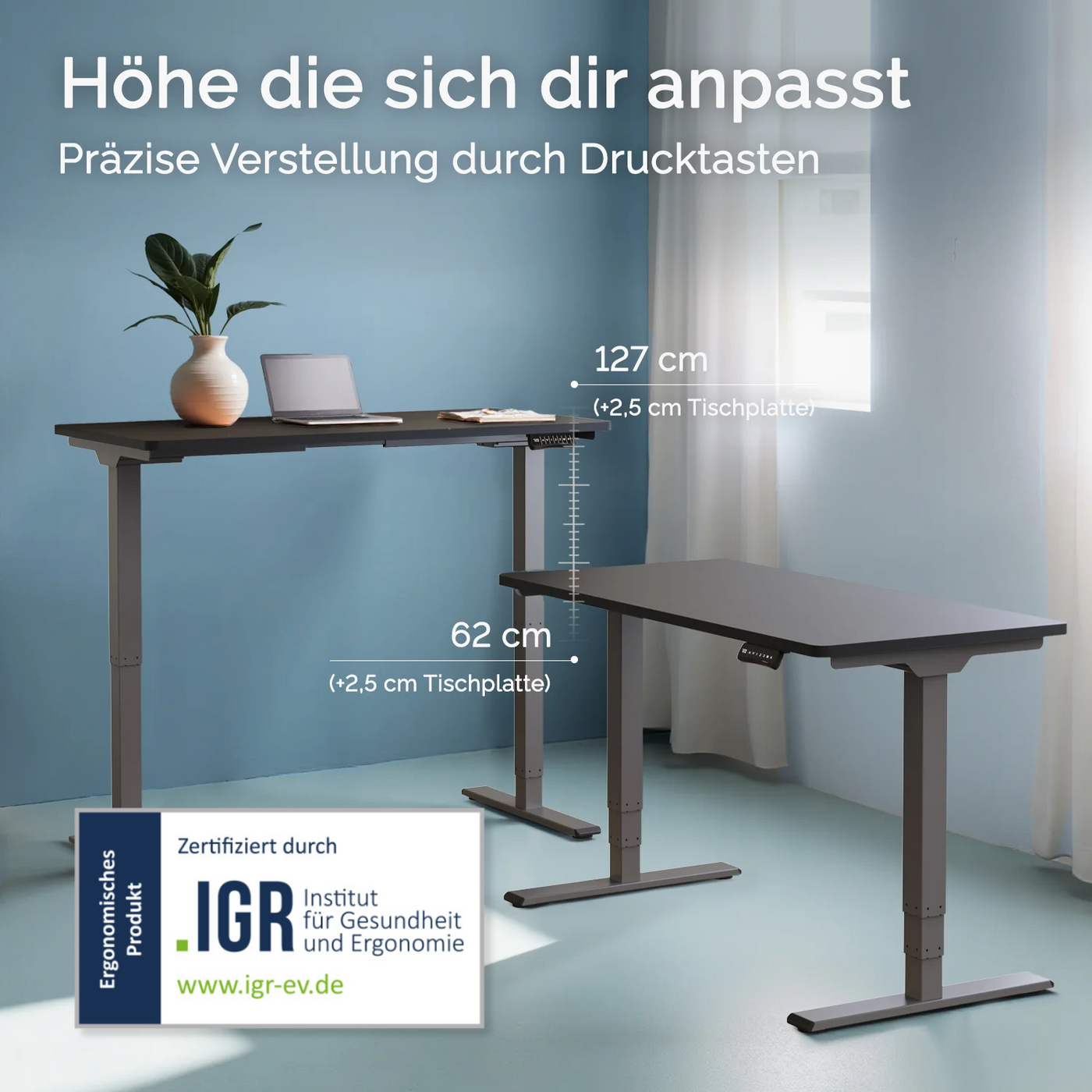 DESQUP PRO PLUS | Electrically height-adjustable desk 