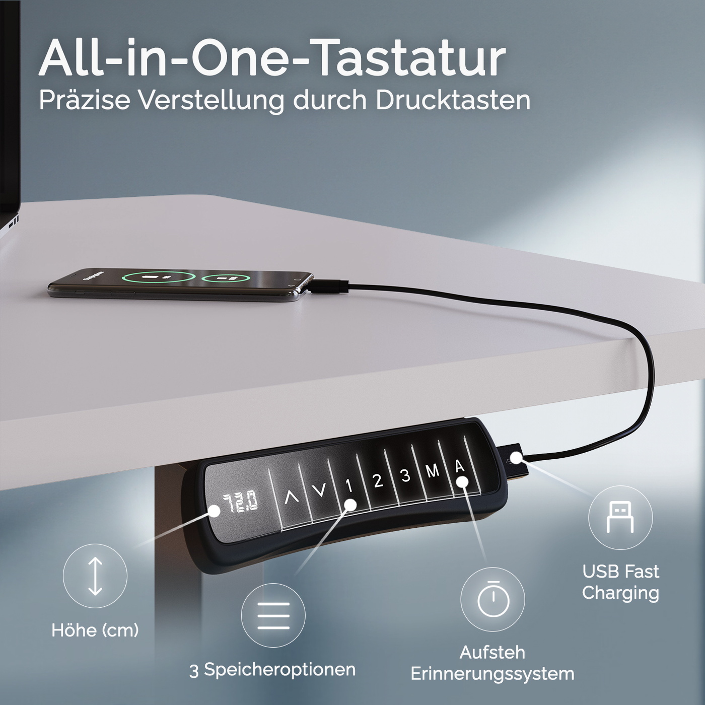 DESQUP PRO PLUS | Electrically height-adjustable desk 
