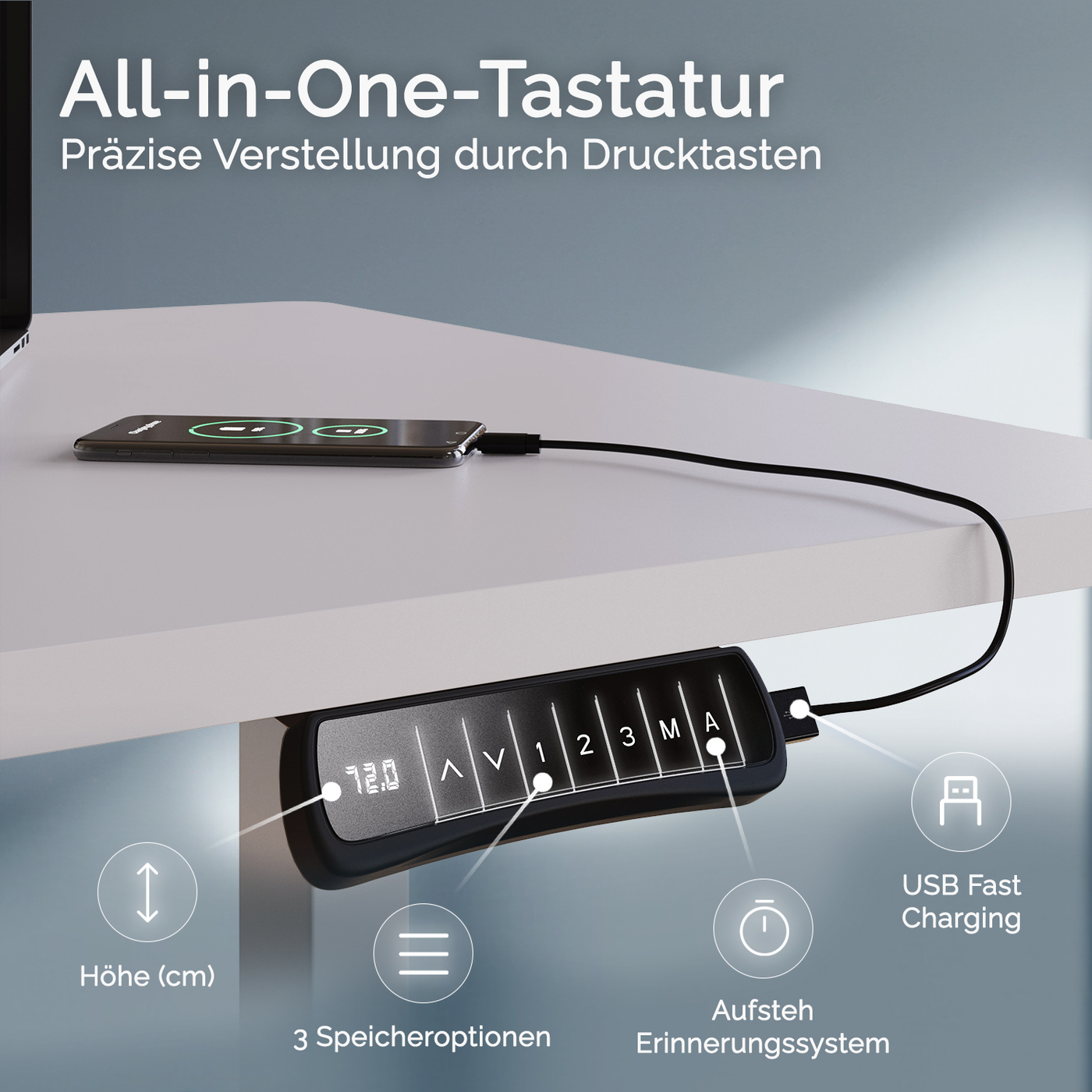 DESQUP PRO PLUS | Electrically height-adjustable desk 