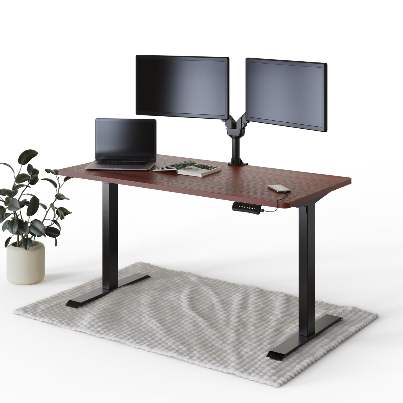 deskspace-pro-hohenverstellbarer-schreibtisch-mahagoni-tischplatte-schwarz-gestell-140x70