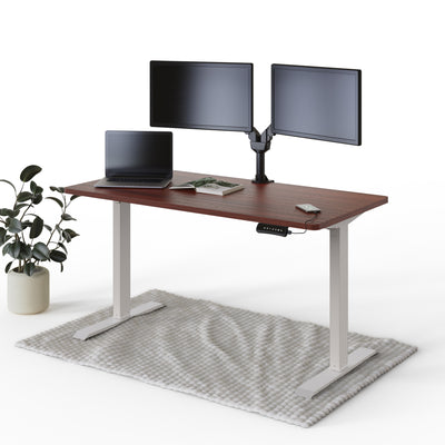 deskspace-pro-hohenverstellbarer-schreibtisch-mahagoni-tischplatte-weiß-gestell-140x70