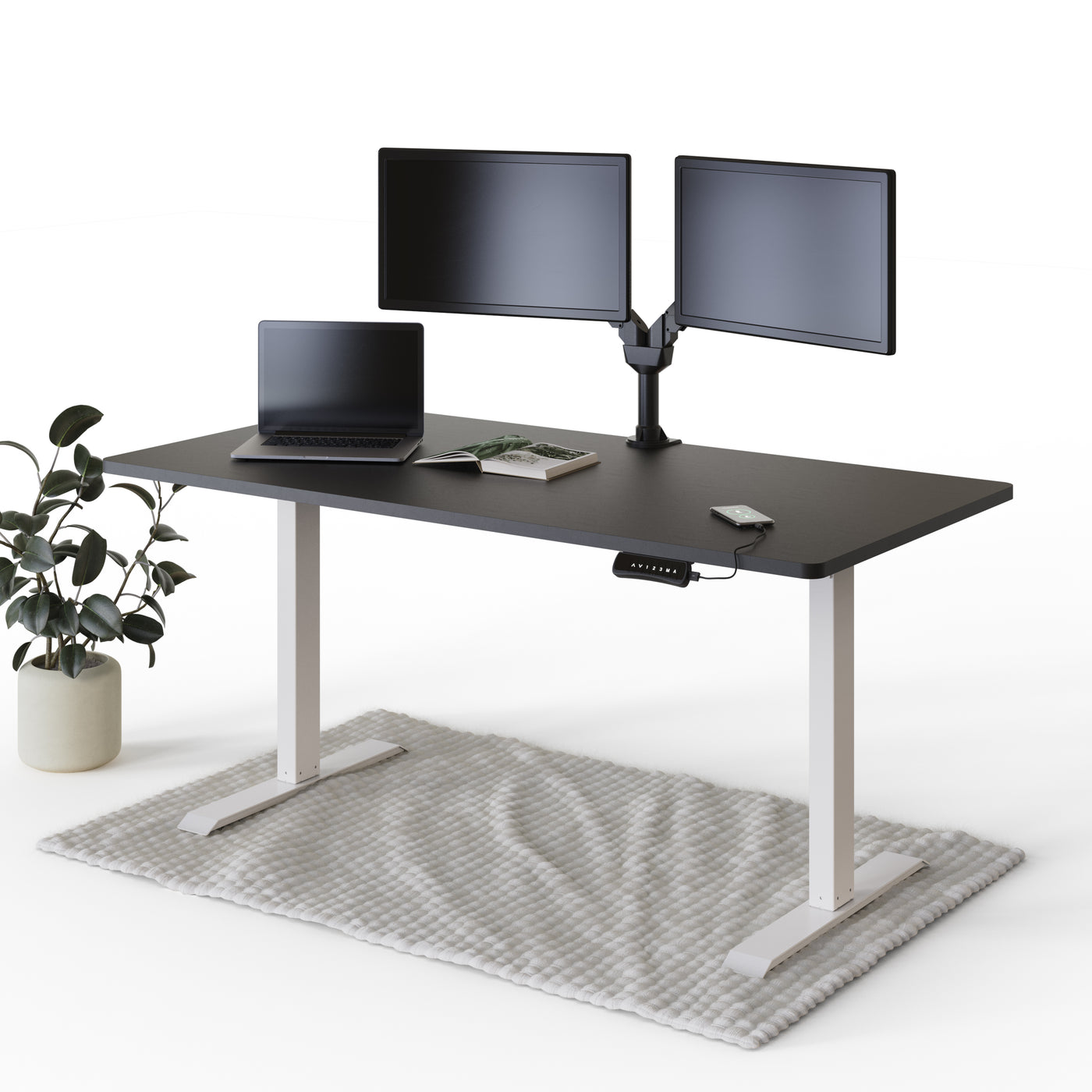 deskspace-pro-hohenverstellbarer-schreibtisch-schwarz-tischplatte-weiß-gestell-160x80